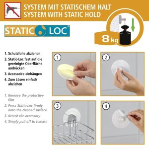 Suport autoadeziv pentru aparat de ras Wenko Static-Loc Duo Osimo 8x3.2x8 cm plastic alb organizare baie - imagine 5