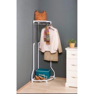 Suport de colț pentru haine Wenko Pointy metal cromat variabil înălțime cu 2 rafturi pentru depozitare - imagine 3