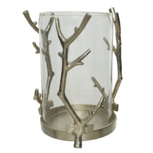 Suport lumanare Branches Decoris aluminiu argintiu 16x21.5 cm - imagine 1