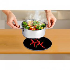 Suport pentru recipiente fierbinți Hot Pepper Wenko Ø 20 cm sticlă silicon negru roșu protecție blat bucătărie decorativ - imagine 3