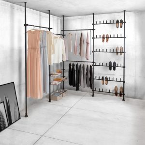 Suport extensibil pentru încălțăminte Wenko Herkules, 48 perechi, inox/plastic, negru, înălțime ajustabilă 165-300 cm, capacitate 20 kg - imagine 6