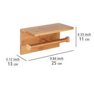 Suport hartie igienica Wenko Duo Bambusa 23x12x13 cm bambus natural pentru baie cu kit de asamblare inclus - imagine 3