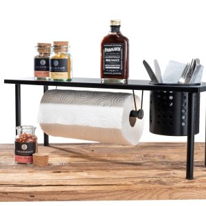 Suport multifunctional pentru bucatarie Wenko 55x18x21 cm inox MDF negru organizare spatiu depozitare ustensile prosoape - imagine 7