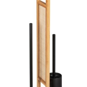 Suport pentru hârtie igienică și perie toaletă Wenko Rivalta Allegre 25x73x25 cm bambus inox natur negru - imagine 4