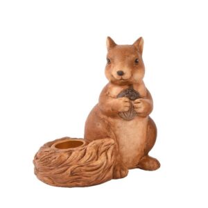 Suport pentru lumanare Squirrel Decoris teracota maro 7.5x9.5x11 cm - imagine 1