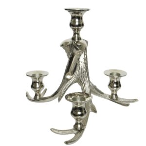 Suport lumanari Brunch Decoris H21.5 cm aluminiu argintiu - imagine 1