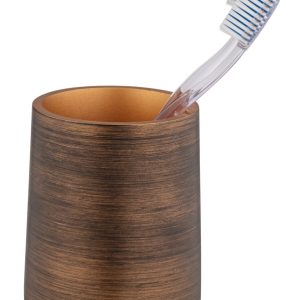 Suport pentru periute și pastă de dinți Wenko Palena 8.5 x 8.5 x 10.8 cm polirasină bronz pentru baie elegant și practic - imagine 3