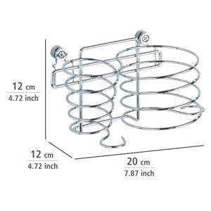 Suport pentru uscător de păr și placă Wenko Classic inox 20x12x12 cm cu dibluri și șuruburi de prindere - imagine 4