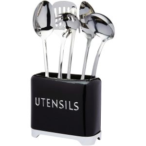 Suport ustensile metal negru New Vintage 20x10x17.5 cm - imagine 4