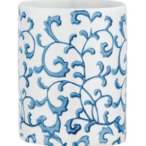 Suport periuțe și pastă de dinți Mirabello Wenko 8x10 cm ceramică albă/albastră pentru baie modernă - imagine 3