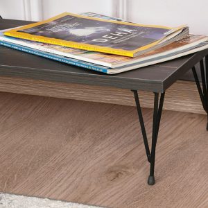 Comoda TV Kalune Design Street 120x40x30 cm Maro inchis PAL cu Picioare de Fier si Rafturi Numeroase - imagine 4