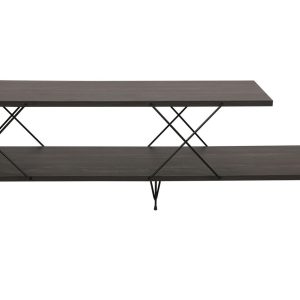 Comoda TV Kalune Design Street 120x40x30 cm Maro inchis PAL cu Picioare de Fier si Rafturi Numeroase - imagine 5