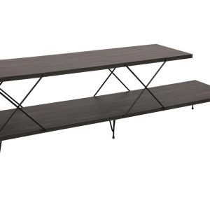 Comoda TV Kalune Design Street 120x40x30 cm Maro inchis PAL cu Picioare de Fier si Rafturi Numeroase - imagine 6