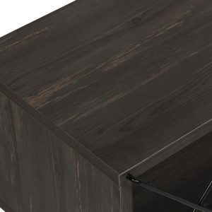 Comoda TV Kalune Design Street 120x40x30 cm Maro inchis PAL cu Picioare de Fier si Rafturi Numeroase - imagine 7