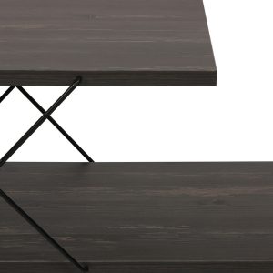 Comoda TV Kalune Design Street 120x40x30 cm Maro inchis PAL cu Picioare de Fier si Rafturi Numeroase - imagine 9