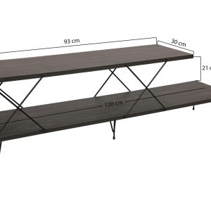 Comoda TV Kalune Design Street 120x40x30 cm Maro inchis PAL cu Picioare de Fier si Rafturi Numeroase - imagine 10