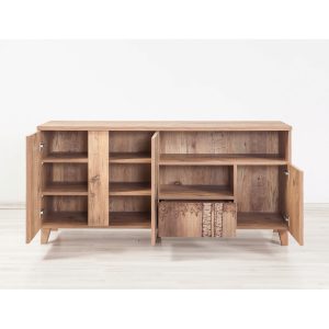 Comoda TV Sapphire Marina Mila PAL Maro 160x76x45 cm cu Picioare din Lemn si Glisiere Telescopice - imagine 3