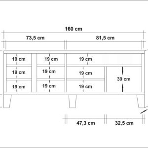 Comoda TV Sapphire Marina Mila PAL Maro 160x76x45 cm cu Picioare din Lemn si Glisiere Telescopice - imagine 5