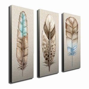 Set 3 tablouri decorative multicolore Canvas 20 x 70 cm cu cadru din lemn 100% - imagine 3