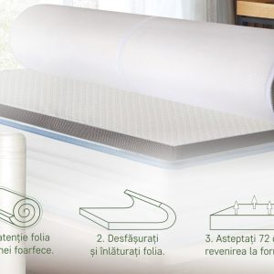 Topper saltea Diamond Luxury 140x200 cm H 8 cm spuma Memory Mirror Foam antistatic pentru confort optim si suport in somn - imagine 11