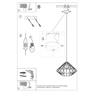 Lampă suspendată UMBERTO negru - imagine 5