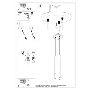 Lampă suspendată MOZAICA 3P negru/cromo - imagine 5