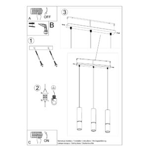 Lampă suspendată LOOPEZ 3L negru/golden - imagine 5
