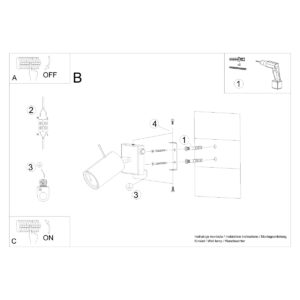 Lampă de perete RING negru un comutator - imagine 5