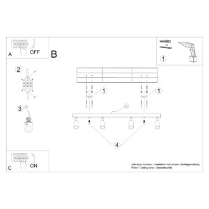 Plafonieră VERDO 4 negru - imagine 6