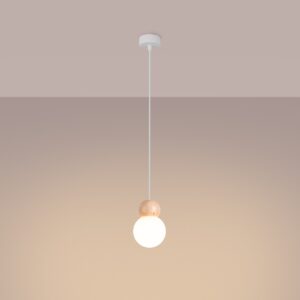 Lampă suspendată PEKKA 1 alb/lemn natural - imagine 3